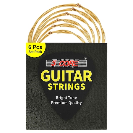 5 Core 5 Core Guitar Strings - 0.010-0.047 Steel Gauge Heavy Duty w Bright Tone 6 String Acoustic Guitars GS AC BRSS HD